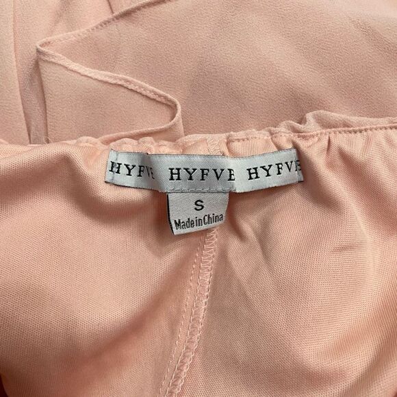 HYFVE Women’s Small Blush Pink Tiered Mini Dress Open Tie Back Coquette - Picture 8 of 10